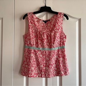 Boden sleeveless floral print top Size 8 pink, white, aqua